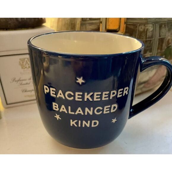 Libra Zodiac 17oz Blue Coffee Cup Mug “Peace Keeper Balanced Kind” - Picture 2 of 3
